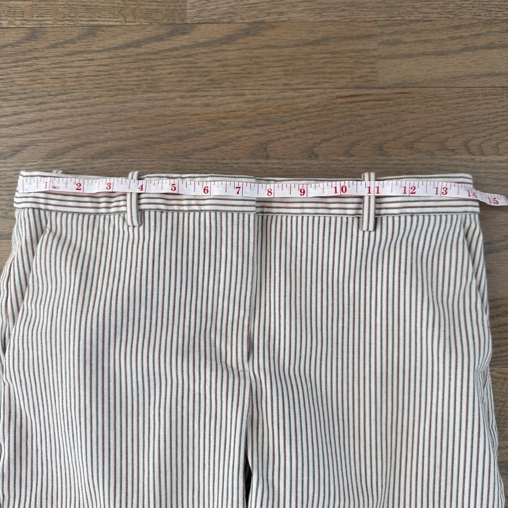 Theory flat front ankle pants w/pinstripes - cream size 4 - Picture 5 of 9